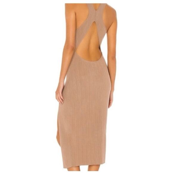Revolve x Michael Costello Ribbed Midi Dress in Tan Size Medium - Picture 3 of 13